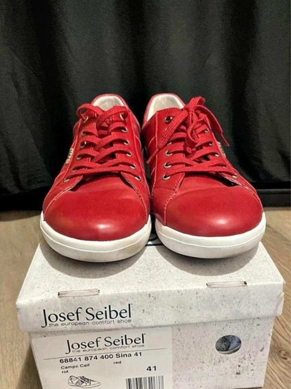 Josef Seibel Cleo 01 Red Leather Sneakers EU 41 Like New